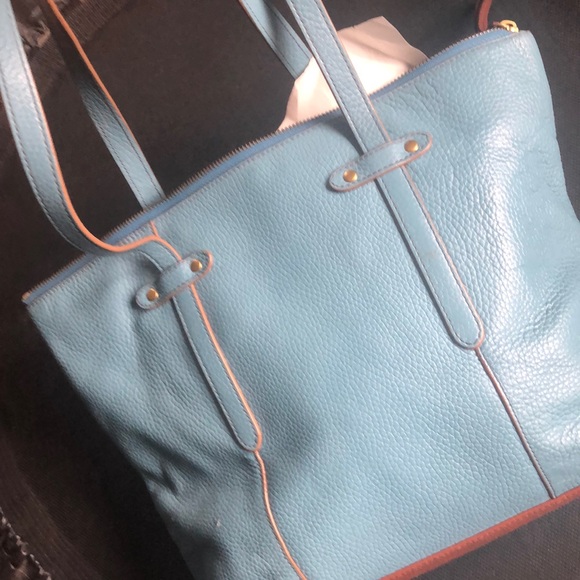 FOSSIL Pebble Leather blue Tote bag 💼 - Picture 13 of 16